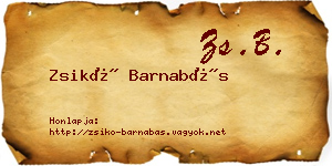 Zsikó Barnabás névjegykártya