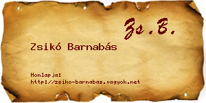 Zsikó Barnabás névjegykártya